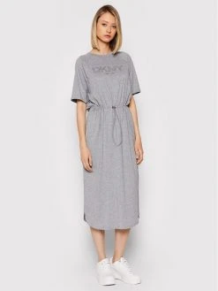 Το φθηνότερο ✔️ DKNY Γυναίκες Καθημερινά Φορέματα Φόρεμα καθημερινό P1FTCEGQ Γκρι Regular Fit 😍