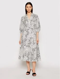 Νέος ✨ DKNY Γυναίκες Φορέματα σε Στυλ Πουκάμισο & Σεμιζιέ Φόρεμα πουκάμισο DD1AM347 Λευκό Regular Fit 🌟