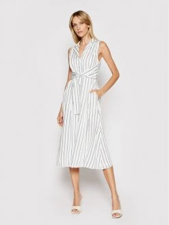 Best Pirce 🎉 DKNY Γυναίκες Φορέματα σε Στυλ Πουκάμισο & Σεμιζιέ Φόρεμα πουκάμισο DD1B3166 Λευκό Regular Fit 😀