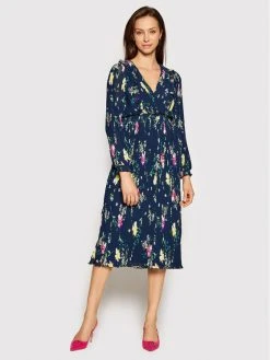 Κουπόνι 🧨 DKNY Γυναίκες Πλεκτά Φορέματα Φόρεμα υφασμάτινο DD1A7144 Σκούρο μπλε Regular Fit ✨