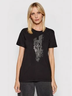 Προϋπολογισμός 👍 DKNY Γυναίκες T-shirts T-Shirt P02M9CNA Μαύρο Regular Fit 🧨