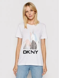 Συμφωνίες ❤️ DKNY Γυναίκες T-shirts T-Shirt P02BNCNA Λευκό Regular Fit ⭐