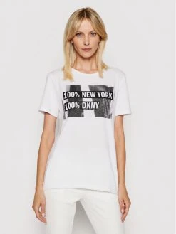 Νέος ⌛ DKNY Γυναίκες T-shirts T-Shirt P02HBCNA Λευκό Regular Fit 👍