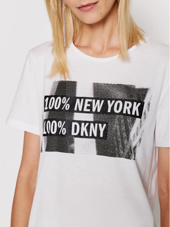 Νέος ⌛ DKNY Γυναίκες T-shirts T-Shirt P02HBCNA Λευκό Regular Fit 👍 6 Νέος ⌛ DKNY Γυναίκες T-shirts T-Shirt P02HBCNA Λευκό Regular Fit 👍 - Image 4