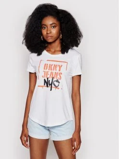 Εκπτωση 😉 DKNY Γυναίκες T-shirts T-Shirt E0EZZDFA Λευκό Regular Fit ❤️
