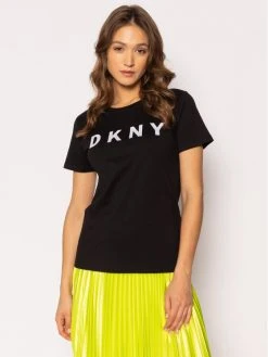 Προώθηση 🔥 DKNY Γυναίκες T-shirts T-Shirt W3276CNA Μαύρο Regular Fit ❤️