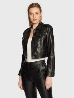 ΧΟΝΔΡΙΚΟ ΕΜΠΟΡΙΟ ⭐ DKNY Γυναίκες Δερμάτινα Μπουφάν Μπουφάν από απομίμηση δέρματος DD2G4315 Μαύρο Regular Fit 🤩