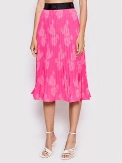 Εξοδος 💯 DKNY Γυναίκες Midi Πλισέ φούστα P2BN2CVM Ροζ Regular Fit 👏