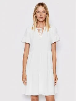 Εκπτωση 👍 DKNY Γυναίκες Καλοκαιρινά Φορέματα Φόρεμα καλοκαιρινό DD2B7670 Λευκό Regular Fit 🧨