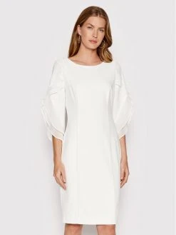 Η καλύτερη συμφωνία 🥰 DKNY Γυναίκες Κοκτέιλ Φορέματα Φόρεμα κοκτέιλ DD0B1141 Λευκό Regular Fit ✨