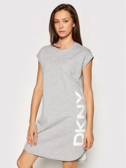 Η καλύτερη συμφωνία 😍 DKNY Γυναίκες Πλεκτά Φορέματα Φόρεμα υφασμάτινο P0RD1B2J Γκρι Regular Fit 🥰