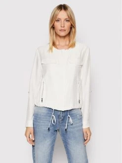 Ολοκαίνουργιο ⌛ DKNY Γυναίκες Μεταβατικά Μπουφάν Μπουφάν μεταβατικό P0RCNB41 Λευκό Relaxed Fit ✨