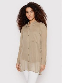 Προϋπολογισμός ✔️ DKNY Γυναίκες Casual Πουκάμισα Πουκάμισο P1KMFK72 Καφέ Relaxed Fit 👍