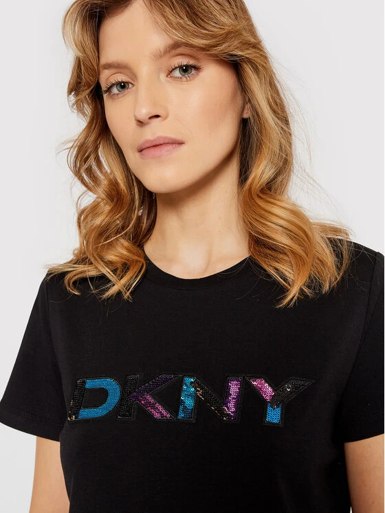 Νέος 🧨 DKNY Γυναίκες T-shirts T-Shirt P1JMKDNA Μαύρο Regular Fit ❤️ 6 Νέος 🧨 DKNY Γυναίκες T-shirts T-Shirt P1JMKDNA Μαύρο Regular Fit ❤️ - Image 4