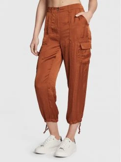 Αγορά 🔔 DKNY Γυναίκες Υφασμάτινα Παντελόνια Παντελόνι υφασμάτινο P2EKSA2W Καφέ Regular Fit ✨