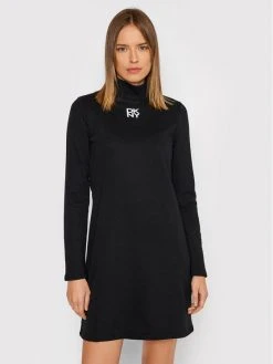 ΧΟΝΔΡΙΚΟ ΕΜΠΟΡΙΟ 😉 DKNY Γυναίκες Πλεκτά Φορέματα Φόρεμα υφασμάτινο DD1GN073 Μαύρο Slim Fit ✔️